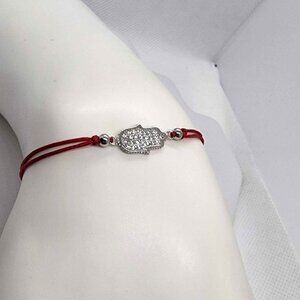 NEW Sterling Silver 925 Hamsa Design With Adjustable Bracelet